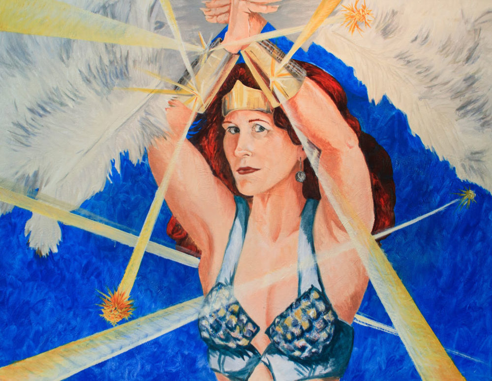 Radiation Diva – Jill Stanton, by Barbara Porwit. 43" x 36" Oil on canvas, 2013. (Photo by Doug Webb)