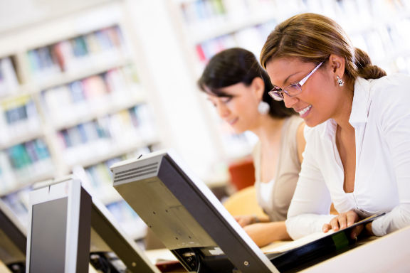 Researchers working at computers.