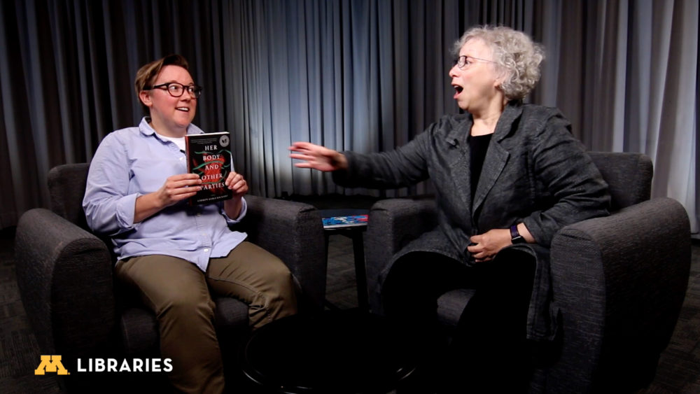 Emma Molls and Lisa Von Drasek on the set of Read This Book!