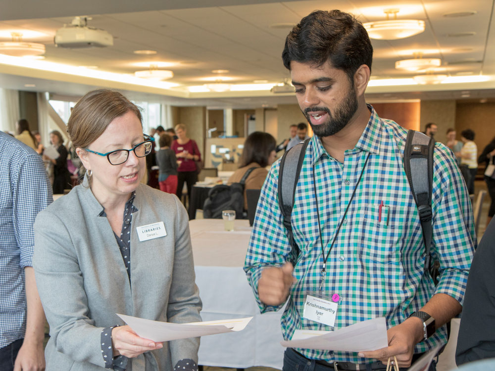Librarian Danya Leebaw and Associate Professor Krishnamurthy Iyer