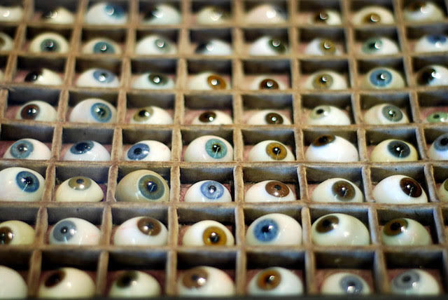 Glass eyes.