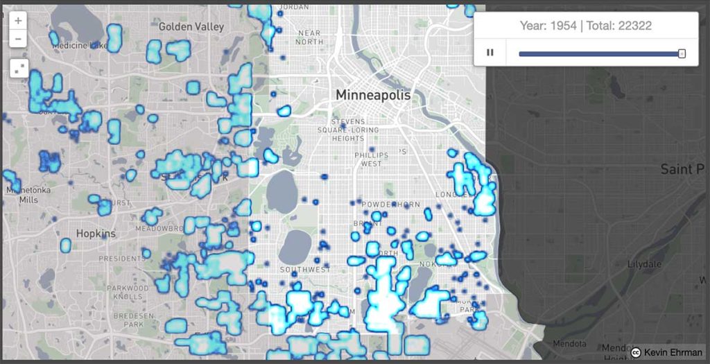 Map showing housing deeds with racial language from 1954