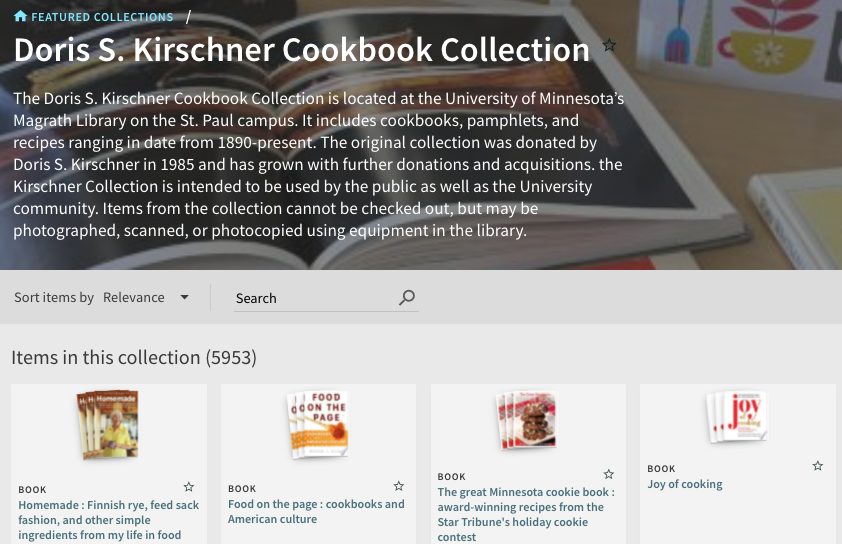 Image of the KIrschner Cookbook Collection Page