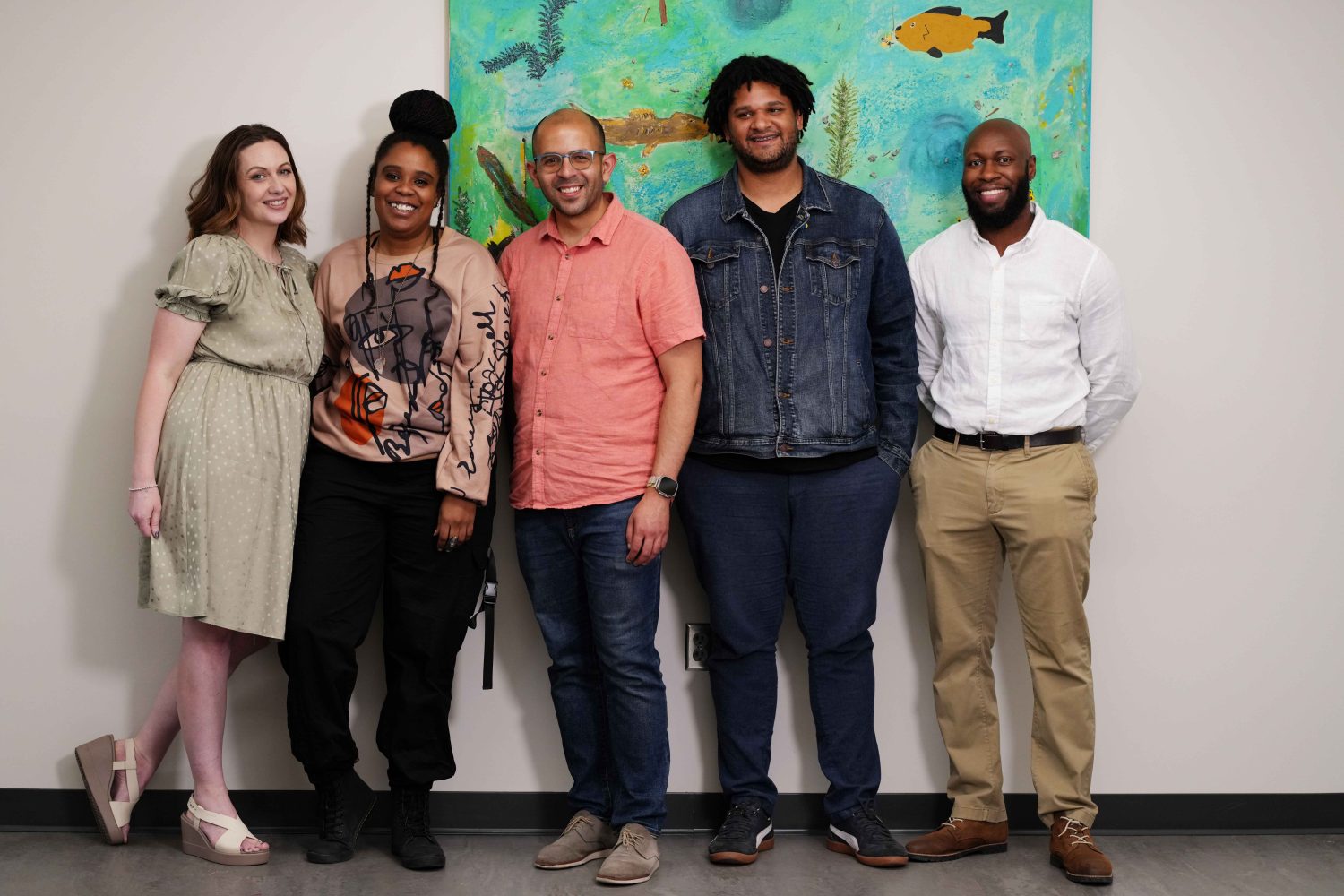 From left to right, Kara Cisco, TiArra “Crown” Shepard, José Antonio Zayas Cabán, Ismali Khadar, and Malik Mitchell pose for a portrait on Wednesday, May 24, 2023. (Photo/Luke Logan)