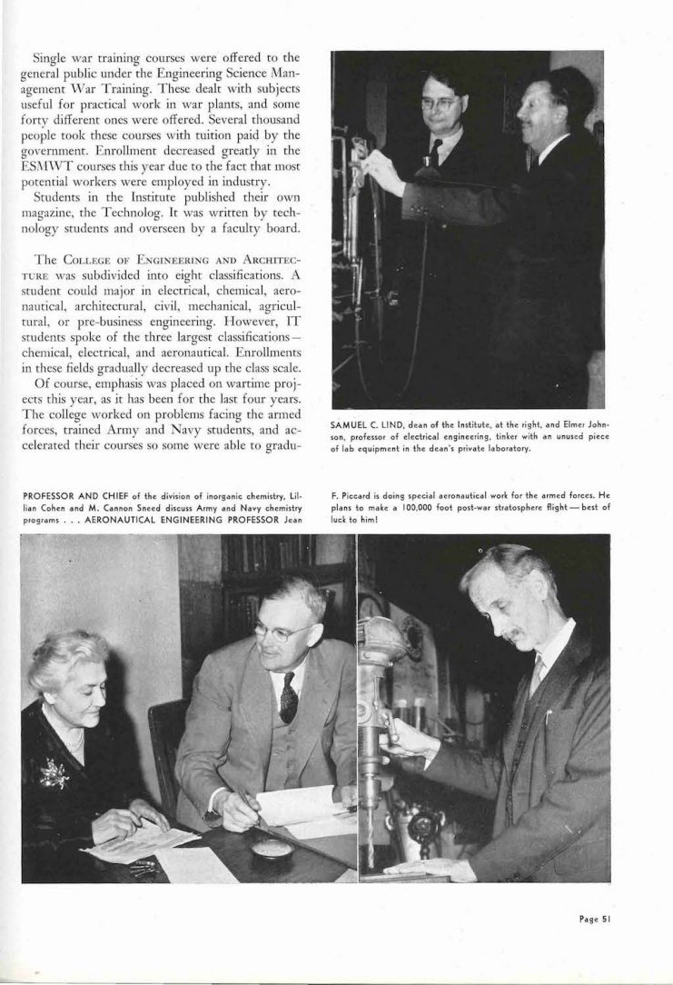 Professor Lillian Cohen featured in the 1945 Gopher yearbook.