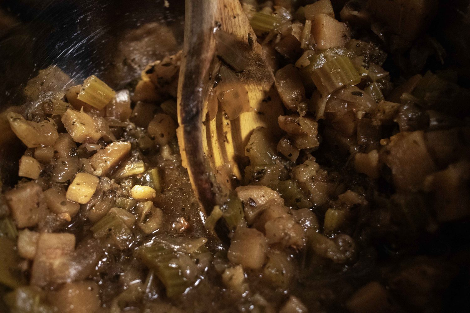 Stewed veggies in the crockpot.