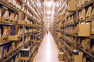 Books in the caverns beneath Andersen Library