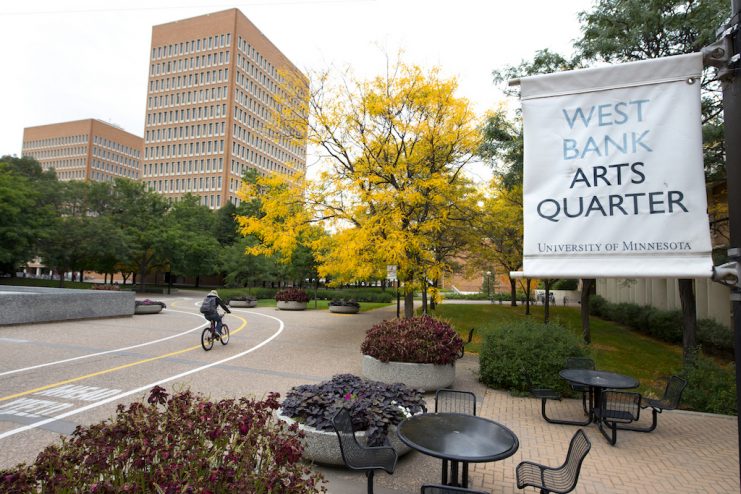 West Bank campus view of Social Sciences Building and Heller Hall, courtesy of University of Minnesota Photo & Video Library, https://photo-video.umn.edu/content/140930-4699-12x18-0
