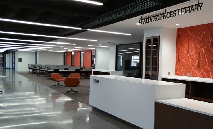Health Sciences Library service desk.