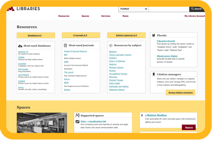 New Health Sciences Library Website