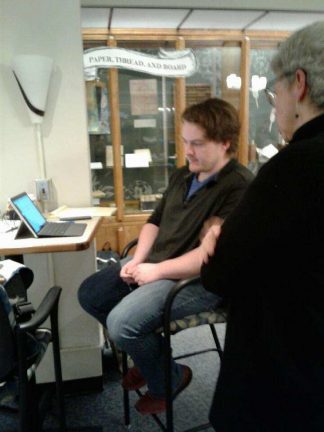 Jennifer Gunn meeting with TA Adam Negri