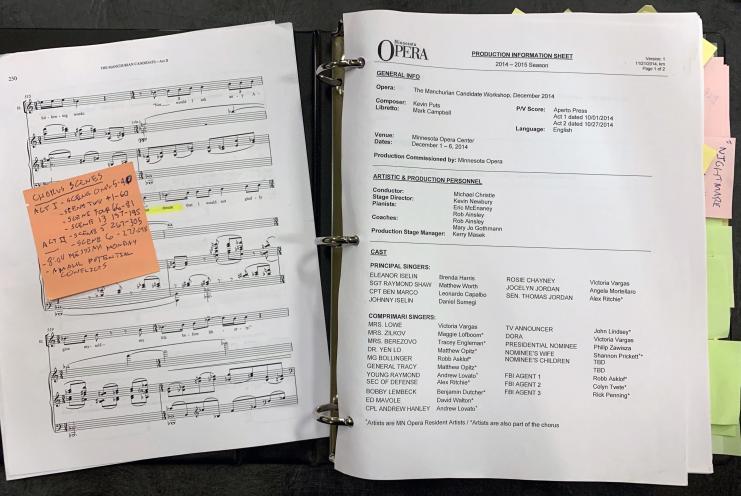 Sheet music and printed notes for The Manchurian Candidate