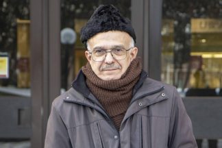 Man bundled up against the cold. 