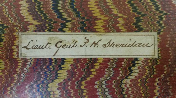 handwritten label affixed to the front of the volume, which reads, "Lieut. Gen'l P.H. Sheridan." 