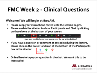Slide from a Family Medicine Clerkship used in a Zoom class meeting