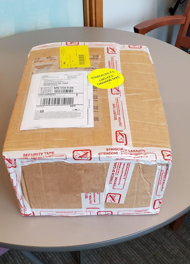 A well-taped box.
