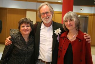 Former Dean of Libraries Wendy Lougee, Jim Lenfestey, and Marcia Pankake at the first 2010 Pankake Poetry Series event. 