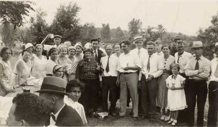 Workers camp in Detroit, Mich. (n.d.) Organizer Mother Bloor is in the center of this image.