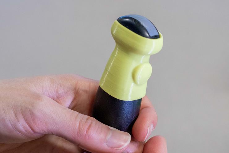 Ultrasound probe being held with the cover on