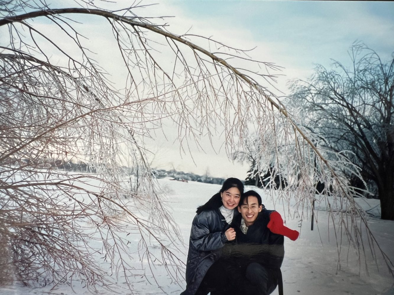 A very rare blizzard hit Minneapolis, and Ling Wang and Robert Duan ventured out to post storm to see the wonder of nature, on Jan. 20, 1996. Image courtesy of Wang and Duan