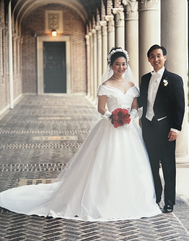Ling Wang and Robert Duan get married at the Nazareth Chapel on Sept. 27, 1998. Image courtesy of Wang and Duan