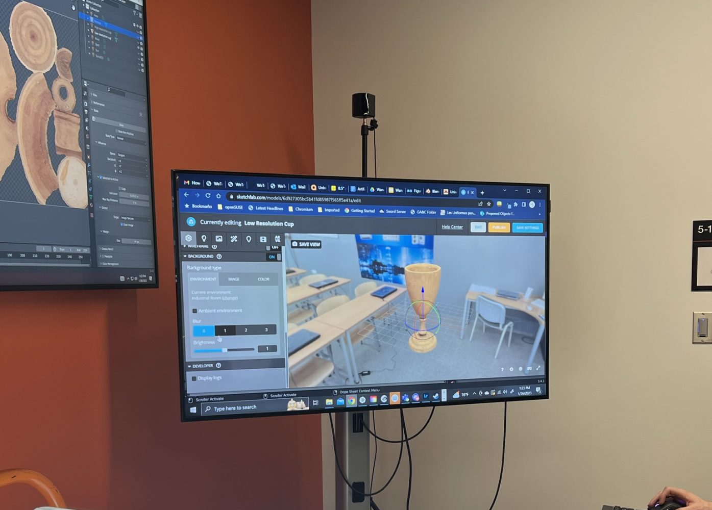 Computer screen displaying the photogrammetry process, used to chronicle medical artifacts.