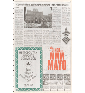 Image of a page dedicated to Cinco de Mayo in a 1999 issue of "La Prensa." 