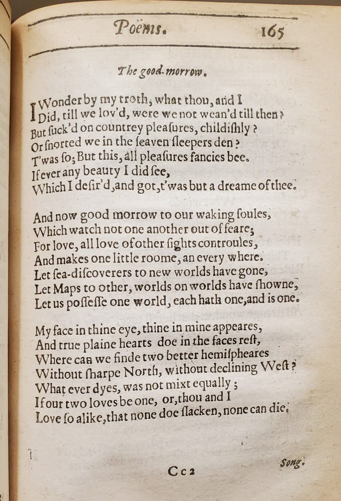 The poem "The Good- Morrow" by John Donne.
