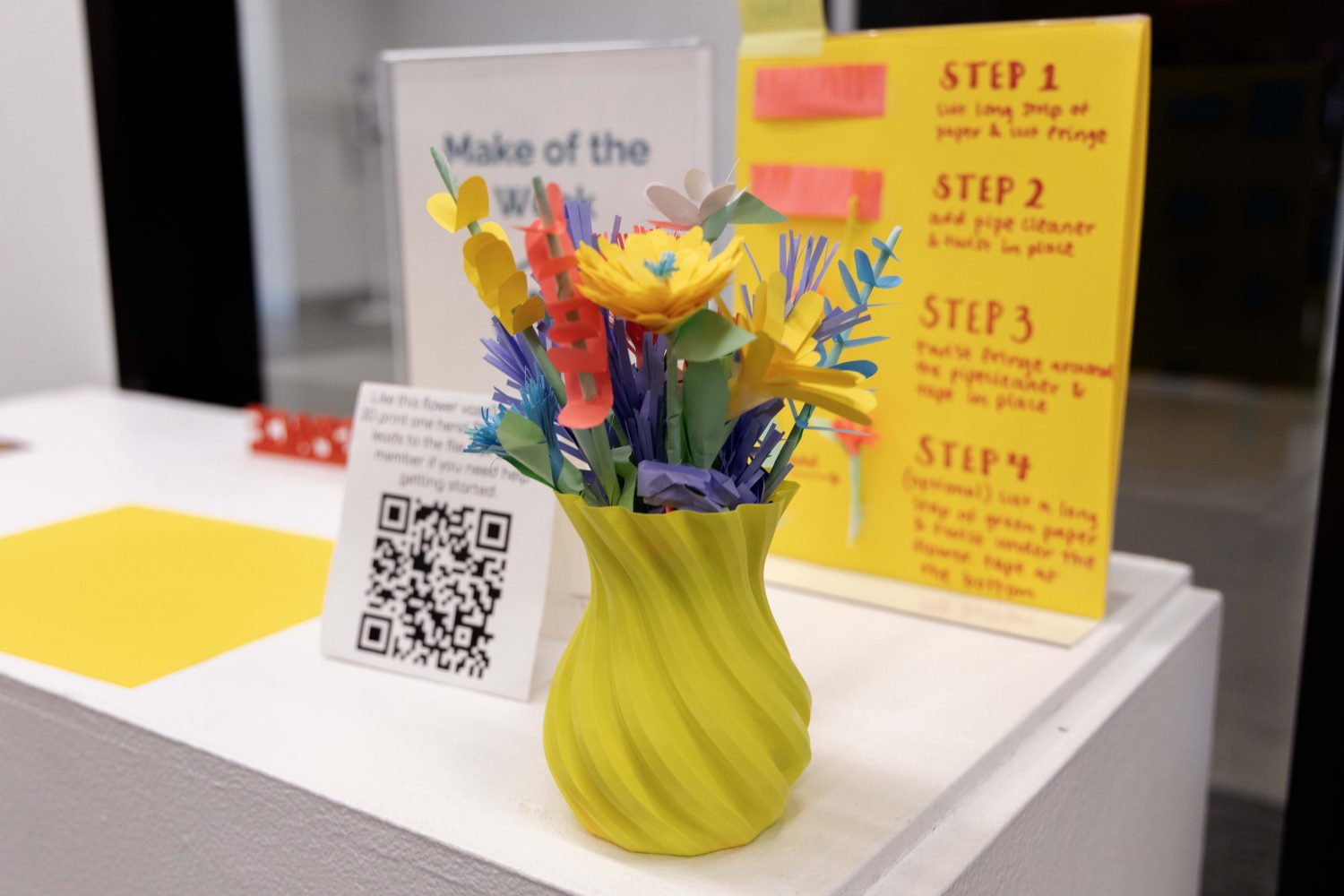 "Make of the Week" projects in the Makerspace designed by Cara Dreifuerst, a graduate student worker, on Thursday, May 2, 2024. (Photo/Adria Carpenter)