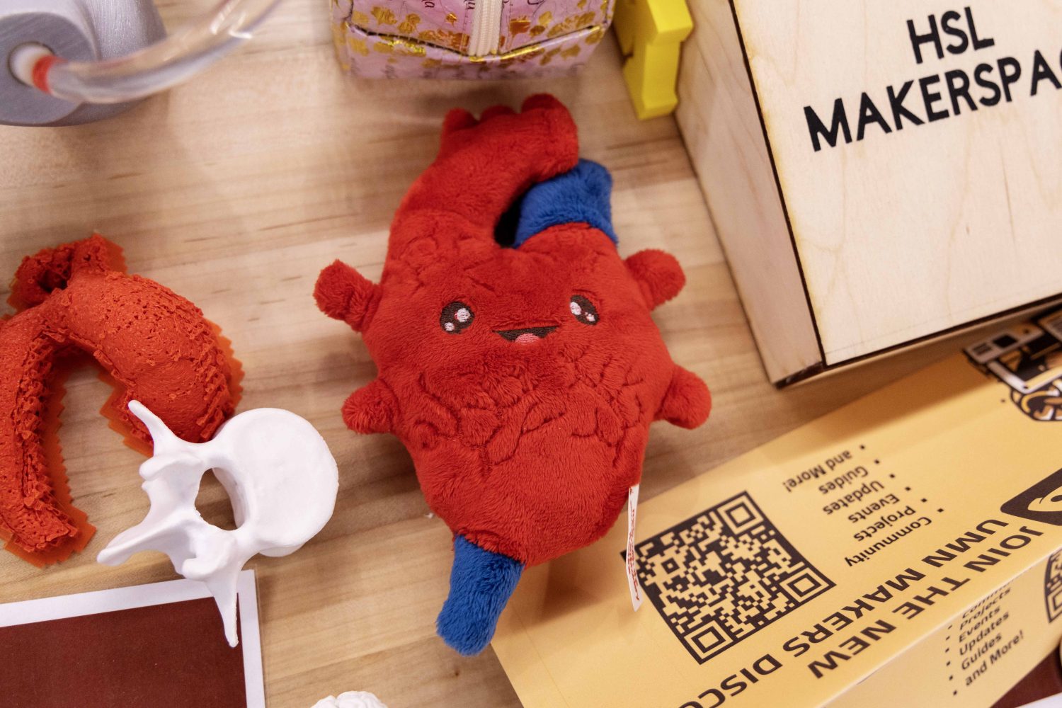 "Make of the Week" projects in the Makerspace designed by Cara Dreifuerst, a graduate student worker, on Thursday, May 2, 2024. (Photo/Adria Carpenter)