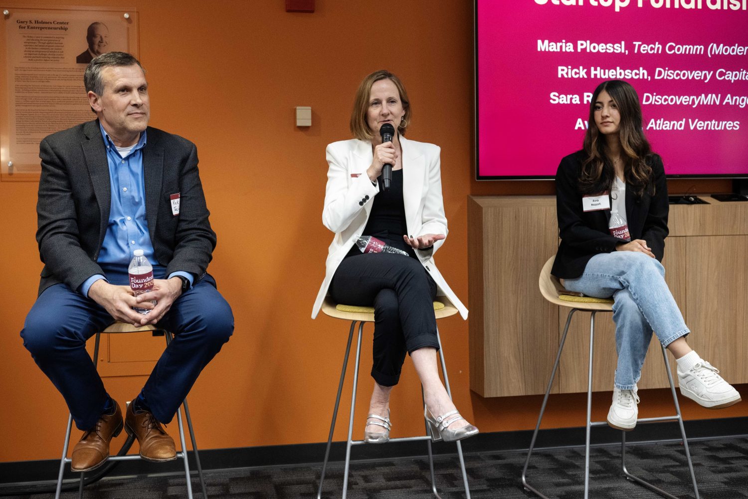The Investor Panel discusses startup fundraising during Founder's Day at Walter Library on Wednesday, May 8, 2024. (Photo/Adria Carpenter)