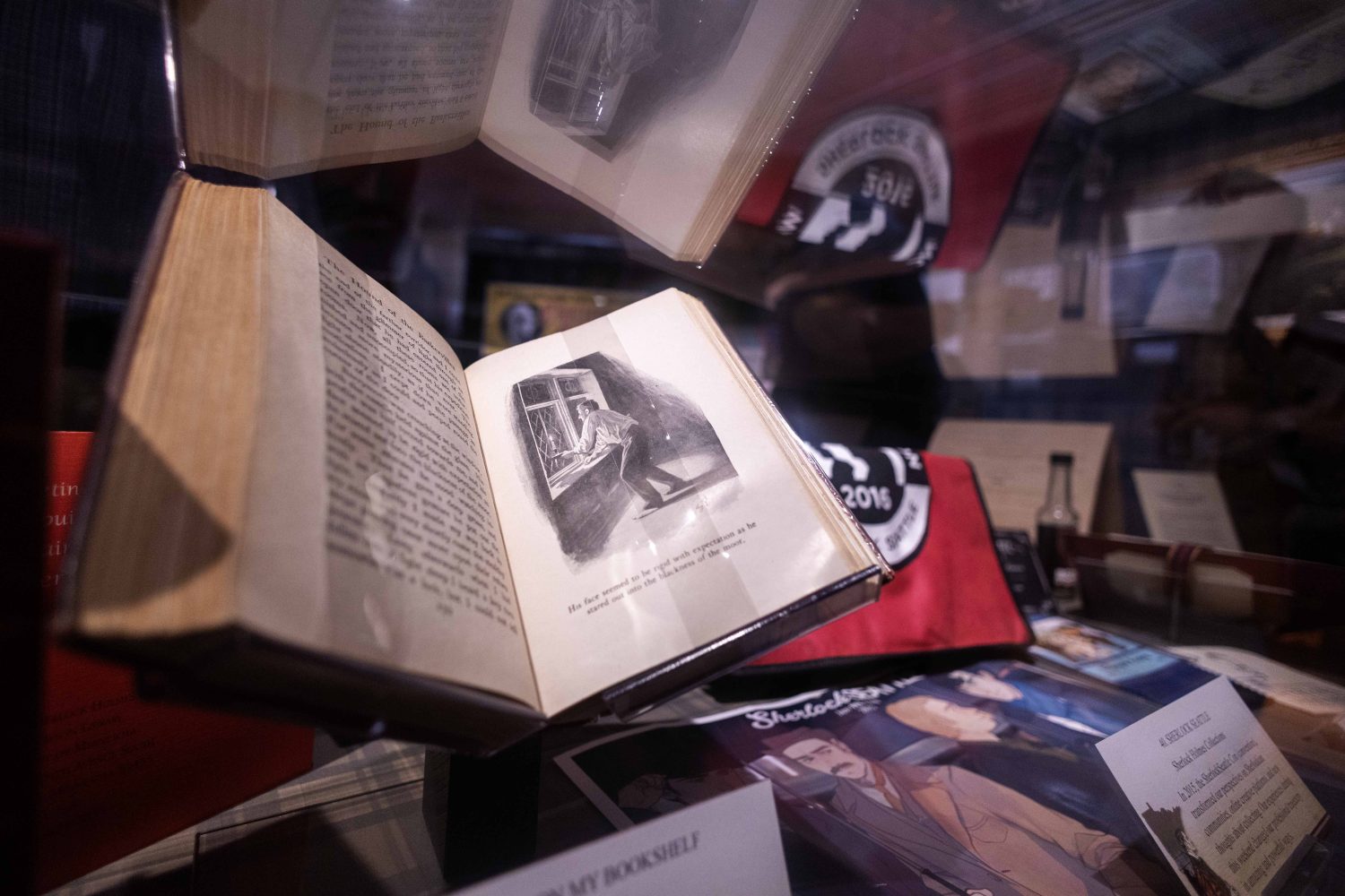 A book in the "Sherlock Holmes at 50" exhibit at Elmer L. Andersen Library on Friday, July 26, 2024. (Photo/Adria Carpenter)