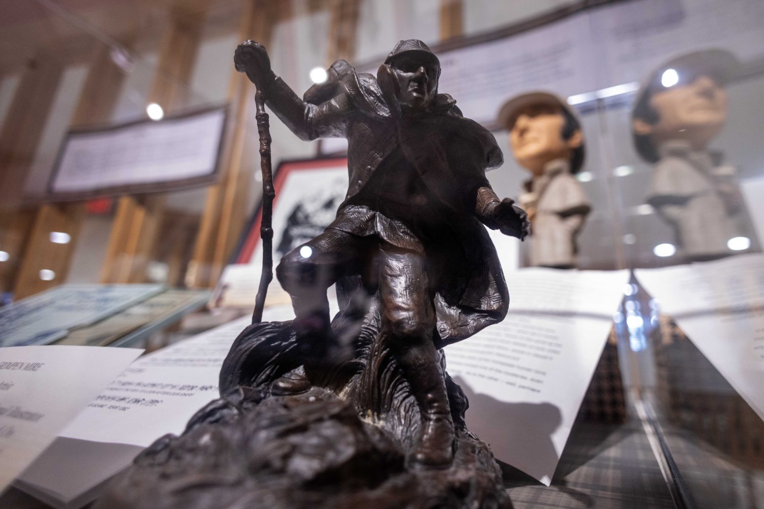 A bronze statue at the "Sherlock Holmes at 50" exhibit at Elmer L. Andersen Library on Friday, July 26, 2024. (Photo/Adria Carpenter)