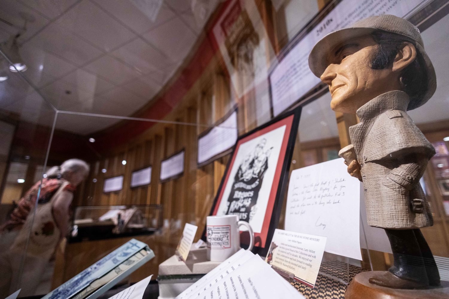 A model of Sherlock Holmes in the "Sherlock Holmes at 50" exhibit at Elmer L. Andersen Library on Friday, July 26, 2024. (Photo/Adria Carpenter)