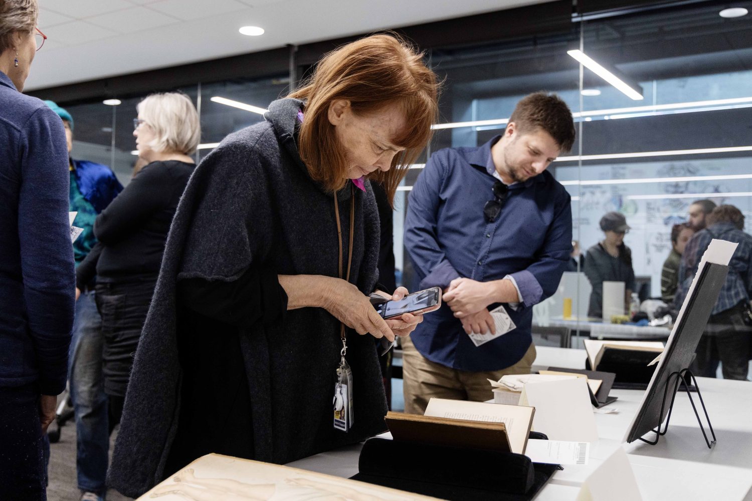 Attendees examine materials from the Wangensteen Historical Library's exhibit "Disembodied Reembodied," on Thursday, October 24, 2024. (Photo/Adria Carpenter)