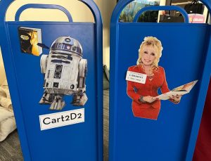 Dolly Carton and Cart2D2 book carts