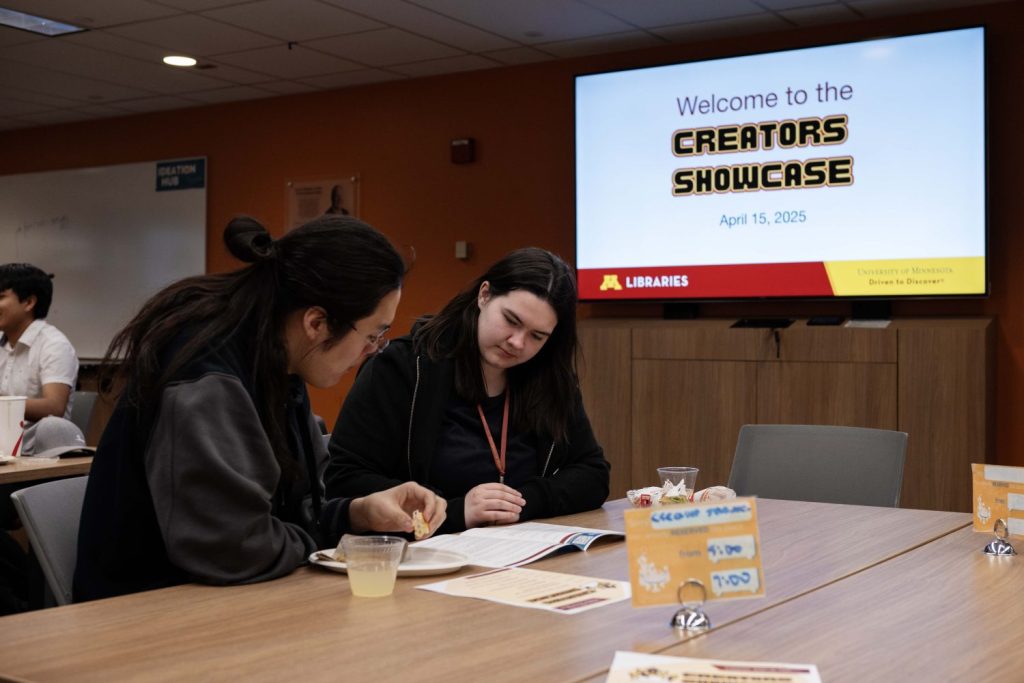 Students watch presentations at the Creators Showcase on April 14, 2025. (Photo/Adria Carpenter)