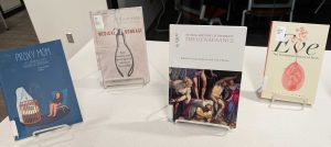 HSL's monthly book display, showing Anna's farewell picks from the stacks