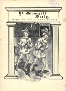 Cover of the issue for the Holiday Issue from December 19, 1901. The cover includes two men coming through an archway and under a mistletoe.