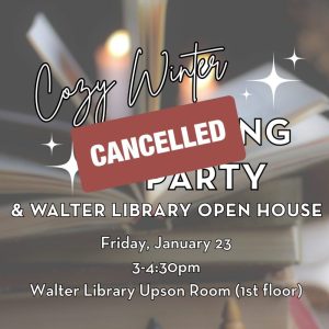 Cozy Reading Party cancelled logo