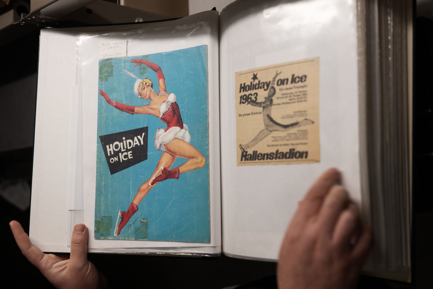 Scrapbooks and albums from Roy Blakey's ice show collection, photographed on Friday, May 22, 2026, in Minneapolis, Minnesota. (Photo/Adria Carpenter)