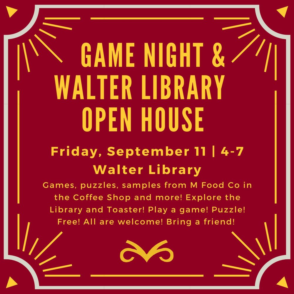 Game Night and Walter Library open house logo